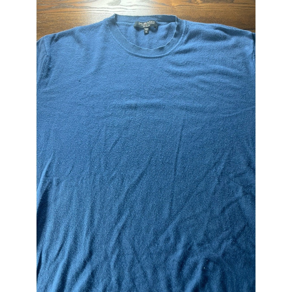 Murano by Raffi Knit Short Sleeve Sweater Shirt Blue Men's XL Made in Italy